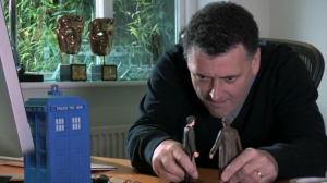 Steven Moffat storyboarding The Day of the Doctor. No, really....